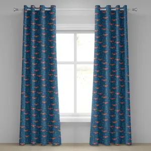 Штора на люверсах ABAKUHAUS Под морем, в мультяшном стиле, морские крабы, звезды и якоря, для детской комнаты, декоративная, двухпанельная, 280 см x 245 см, сине-оранжевый, светло-коричневый