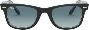Солнцезащитные очки Ray-Ban RB2140 Original Wayfarer с градиентным переходом цвета, квадратной формы, Black on Transparent/Blue Gradient Grey
