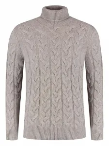 Шерстяной свитер с воротником-гольф и вязаным узором "косы" Gran Sasso, коричневый