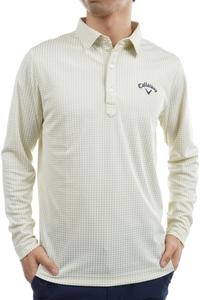 Мужская рубашка-поло с длинным рукавом Callaway C23133101 (в клетку, с защитой от УФ-излучения, влагоотводящая, быстросохнущая), для гольфа, бежевый