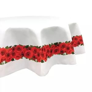 Круглая скатерть, 100% полиэстер, круглая 90 дюймов, розовая гирлянда