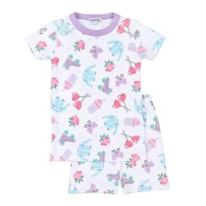 Magnolia Baby Короткая пижама для девочек, катающихся на коньках, бело-сиреневого цвета