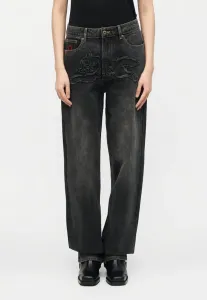 Джинсы свободного кроя с изображением бегущей собаки Icecream, Washed Black