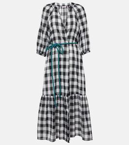 Хлопковое платье макси с шахматным принтом Eres, черный