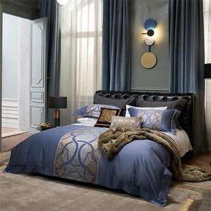 HAMMYKOTI Комплект постельного белья жаккард сатин премиум класс 100% хлопок Blue