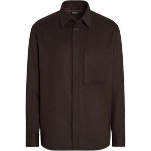 Рубашка Zegna с нагрудным карманом и длинными рукавами Ermenegildo Zegna, темно-коричневый