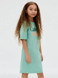 Детское хлопковое платье с короткими рукавами Calvin Klein, Tickled Green