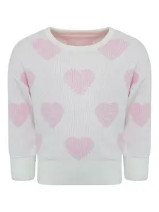 Свитер с искусственным жемчугом и узором Lapin House, белый