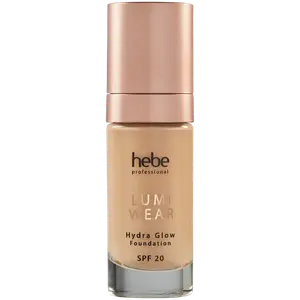 Осветляющая тональная основа для лица с spf20 6w миндаль, 32 мл Hebe Professional Lumi wear hydra glow foundation, цвет 6w almond