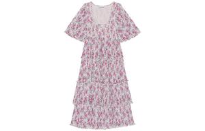 GANNI Женское платье с коротким рукавом светло-фиолетовое