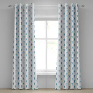 Штора на люверсах ABAKUHAUS с изображением животных, необычный мотив в форме лошади и рыбы в простом деревенском пейзаже, декоративные двухпанельные шторы, 280 см x 245 см, бирюзовый цвет Abakuhaus