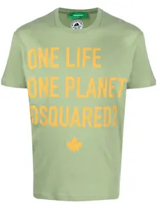 Футболка с надписью One Life One Planet DSQUARED2, зеленый