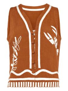 ERES топ с вышивкой, коричневый