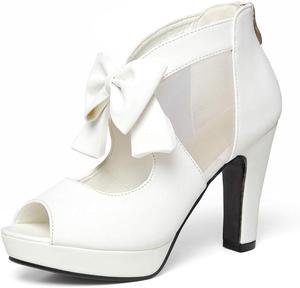 Женские босоножки на платформе и высоком каблуке GATUXUS с открытым носком и бантиками, White