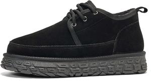 Зимние мужские легкие снегоступы из коровьей замши, удобные и модные хлопковые ботинки Generic, черный