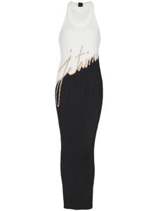 Платье миди с логотипом Balmain, черный