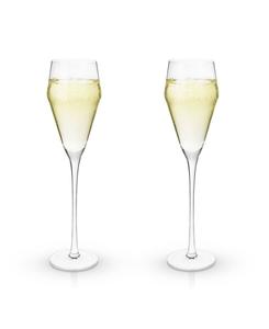 Набор из двух хрустальных бокалов для просекко Raye Angled Crystal, объемом 8 унций Viski, прозрачный