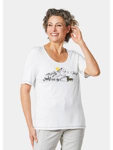 GOLDNER Укороченный размер: Футболка. Удобная футболка с белым принтом на передней части