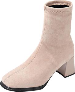 Женские ботильоны Unifizz с блочным каблуком, квадратным носком и удобным надеванием, элегантные осенние туфли, Beige