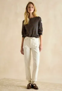 Футболка с длинным рукавом в бретонском стиле, стандартного кроя, с вырезом типа "гаваньский катер". Joules, Navy