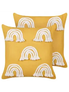 Декоративная подушка Beliani 2er Set Deko LEEA, цвет gelb/weiß