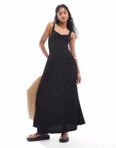 Платье миди с вырезом сердечком ASOS DESIGN черного цвета