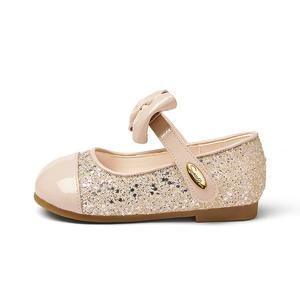Детские кожаные туфли с низкой подошвой и износостойкой поддержкой для детей 3–7 лет Snoffy, золотой/розовый