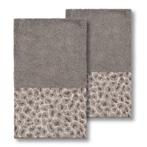 Linum Home Textiles Турецкий хлопок в пятнах, набор из 2 украшенных полотенец для рук, темно-серый