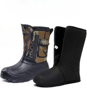 Мужские охотничьи ботинки для утки для дикой местности - водонепроницаемые, с утеплителем из вниз, теплые, с носком из EVA, боковым карманом, влагозащитные зимние снежные ботинки Qacksv, зеленый