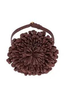 Кожаный чокер с цветком Alaïa, коричневый