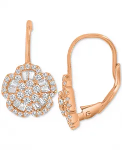 Серьги-Подвески с застежкой-рычагом и круглыми цветами огранки «багет» из кубического циркония Macy'S, rose