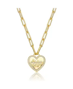 Шикарное ожерелье в форме сердца с позолотой 14 карат и кубическим цирконием для подростков/молодых людей Gigigirl, gold
