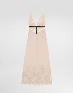 Комбинация из жатого шифона с кружевными вставками Dolce & Gabbana, бежевый