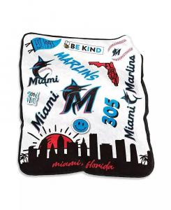 Плюшевое одеяло Miami Marlins Native Raschel размером 50 x 60 дюймов Logo Brands, мультиколор