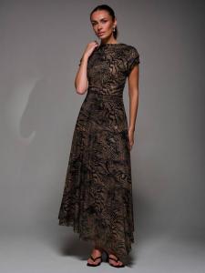 Асимметрильное платье миди с драпированным вырезом Jolie Moi, Brown Animal