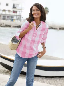 Повседневный образ Блузка без шнуровки Casual Looks, цвет Pink-Weiß-Kariert