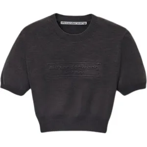 Alexander Wang Футболка с коротким рукавом и рельефным логотипом, риббеная, grey
