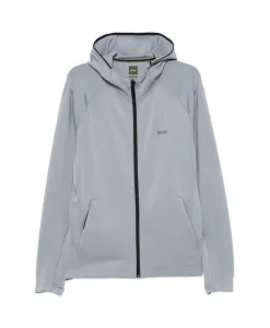 Серая толстовка на молнии с логотипом Hugo, синий