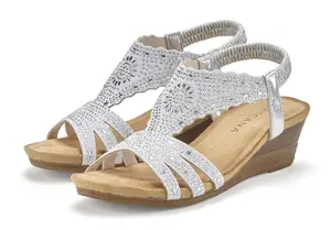 LASCANA сандалии, босоножки, летние туфли с блестящими деталями и эластичными ремешками, серебристый