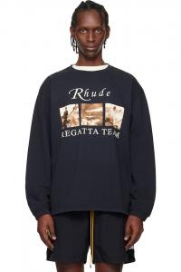 Rhude Черная футболка USVI "Regatta Tour" размера LS