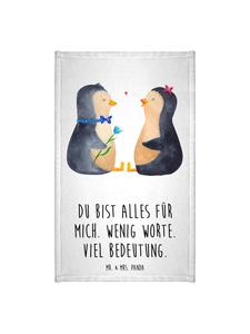 Mr. & Mrs. Panda Пара пингвинов на полотенце с надписью, выполненной белым цветом