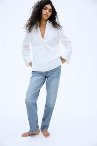 Прямые высокие джинсы H&M, голубой