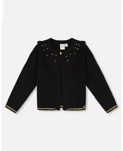 Вязаный кардиган для девочек со стразами, черный – для малышей|детей Deux par Deux