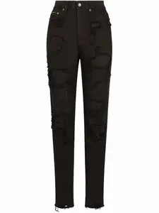 Джинсы бойфренды с эффектом потертости DOLCE & GABBANA, черный