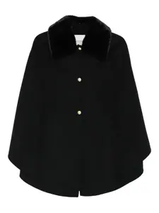 Пальто-накидка с меховой отделкой ERMANNO FIRENZE, черный