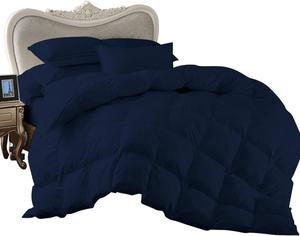 BesBedding Комплект постельного белья из длинноволокнистого хлопка плотностью 500 г/м² в темно-синем цвете Navy