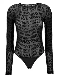 Сетчатый боди с логотипом Versace Jeans Couture, черный