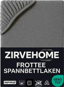 Простыня на резинке махровая 180х200-200х200 см - Зимняя простыня на резинке, хлопковая простыня для матрасов высотой до 25 см, серая Yadetextil