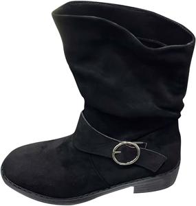 Generic Женские ботильоны на средней голени с платформой с шнуровкой и танкеткой, на молнии, осенние винтажные с пряжкой, черные короткие ботинки