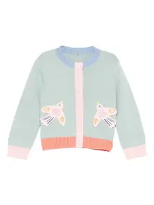 Кардиган с нашивками птиц Stella McCartney Kids, зеленый